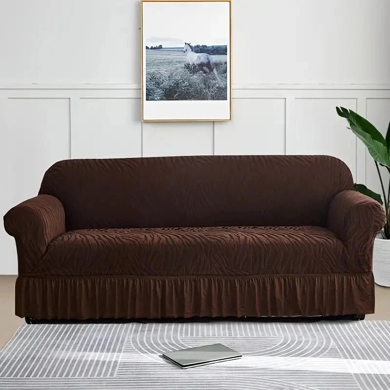 BROWN Zebra Velvet Sofa Cover