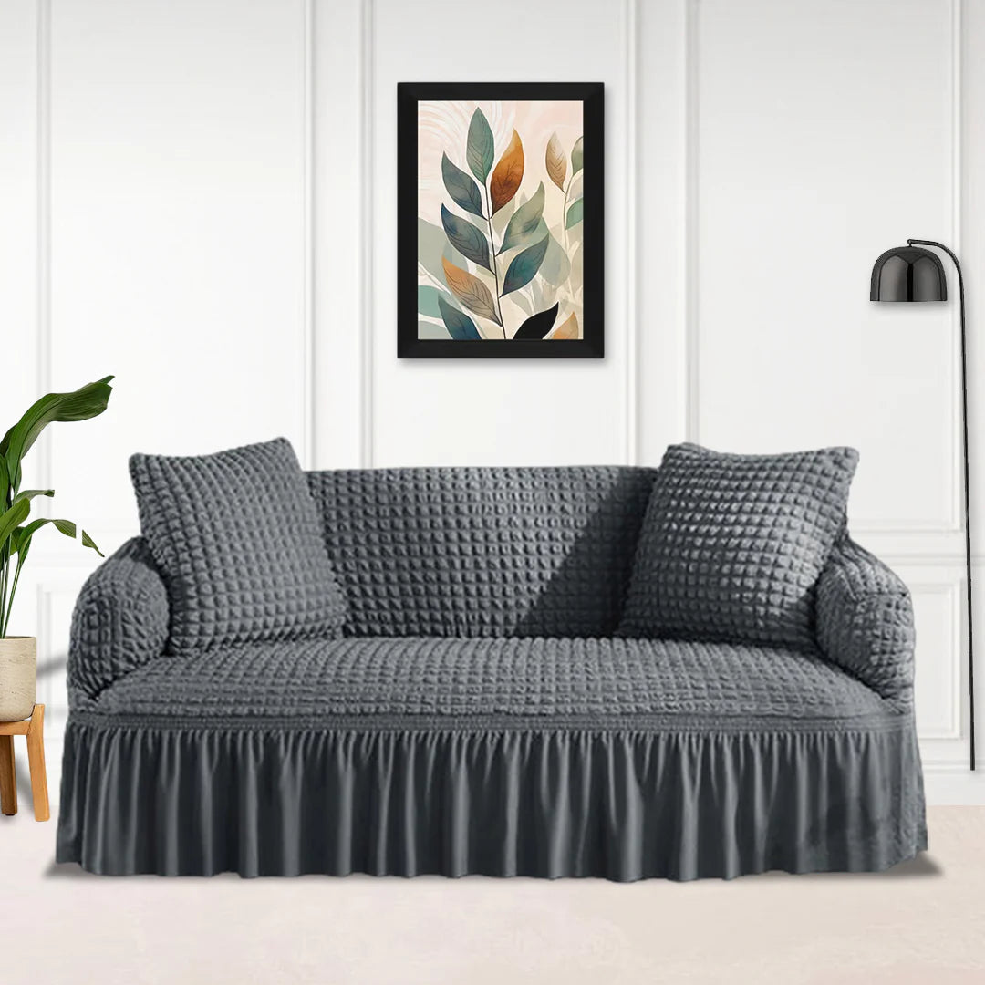 GREY GREEN FITTED BUBBLE SOFA COVER