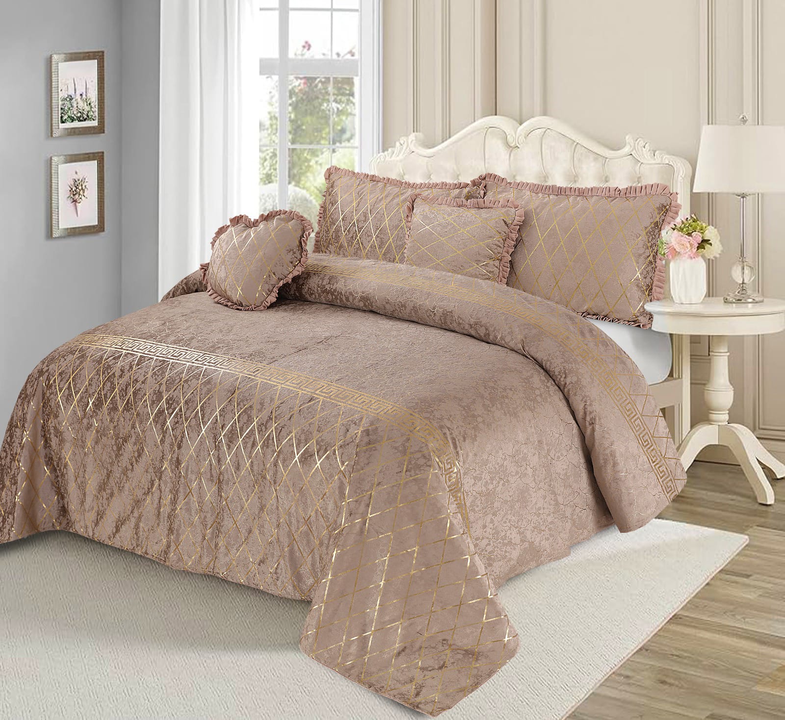 BEIGE MARDIAN FANCY BEDSHEET
