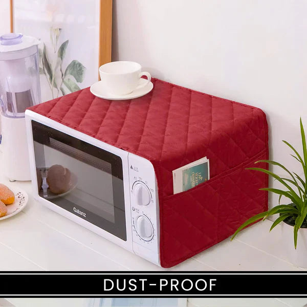 Maroon Waterproof Quilted Microwave Oven Cover with Side Pockets Regular
