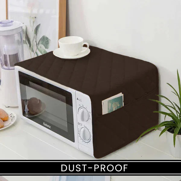 Coffee Waterproof Quilted Microwave Oven Cover with Side Pockets Regular