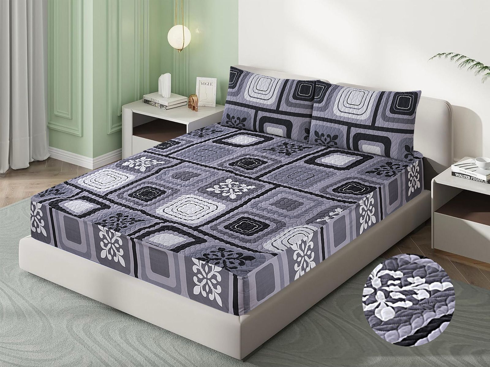 PRINTED WATERPROOF MATTRESS COVER WITH PILLOW