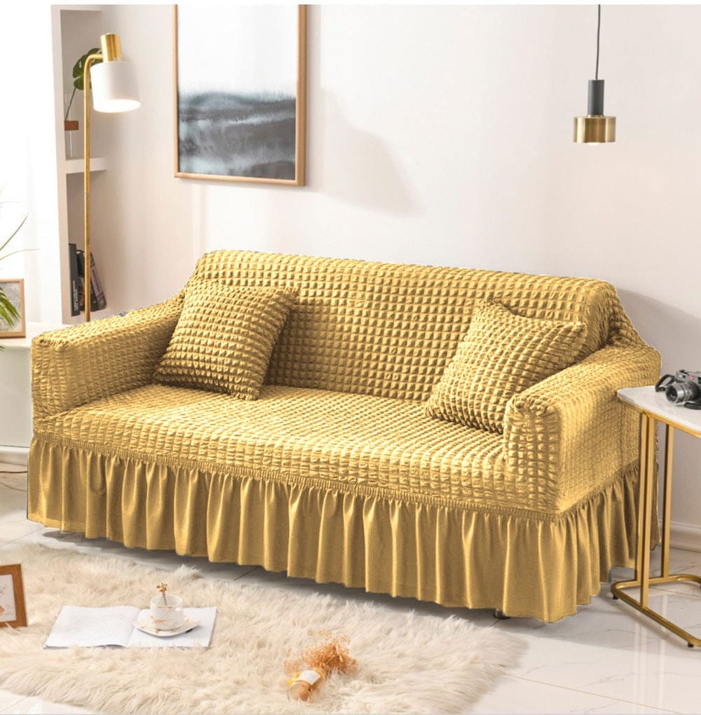 BEIGE fitted bubble sofa cover Regular