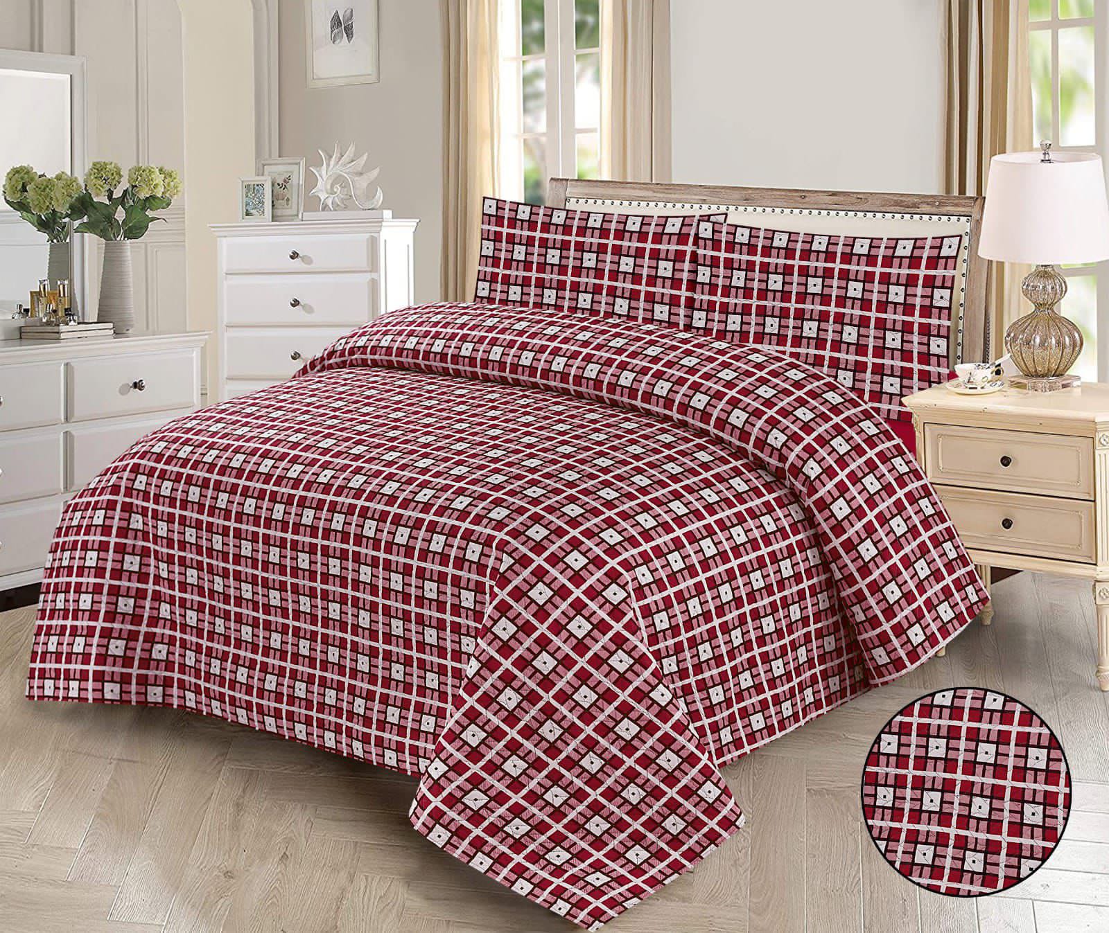 RUSTIC RED BEDSPREAD 3 PCS