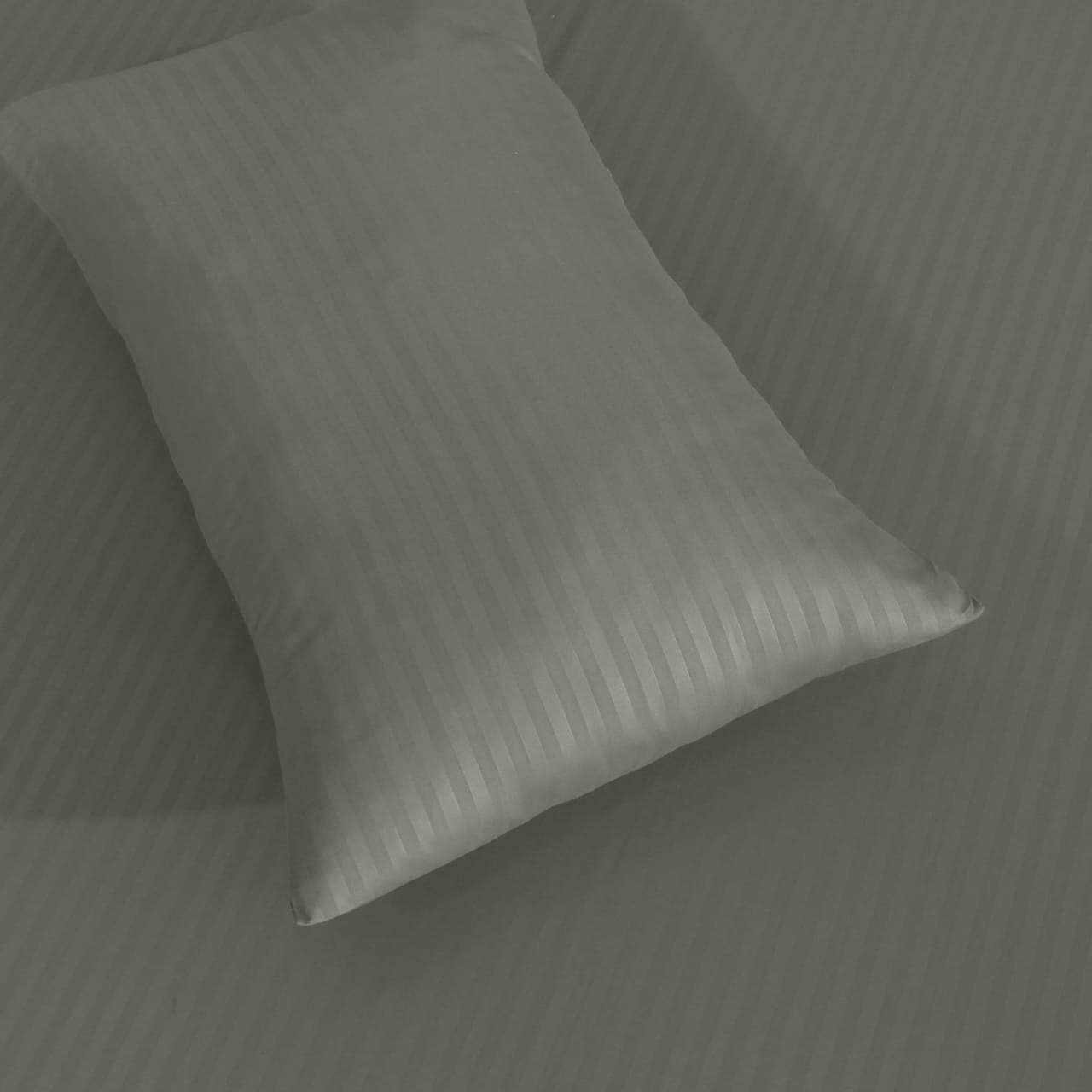 CHARCOAL GREY STRIPE SATIN FITTED SHEET - (PREMIUM)