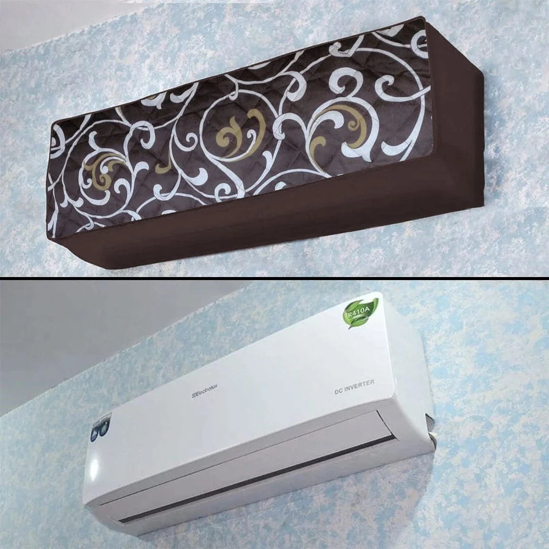 DARK BROWN PRINTED QUILTED AC COVER
