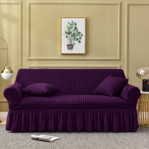 Purple fitted bubble sofa cover Regular