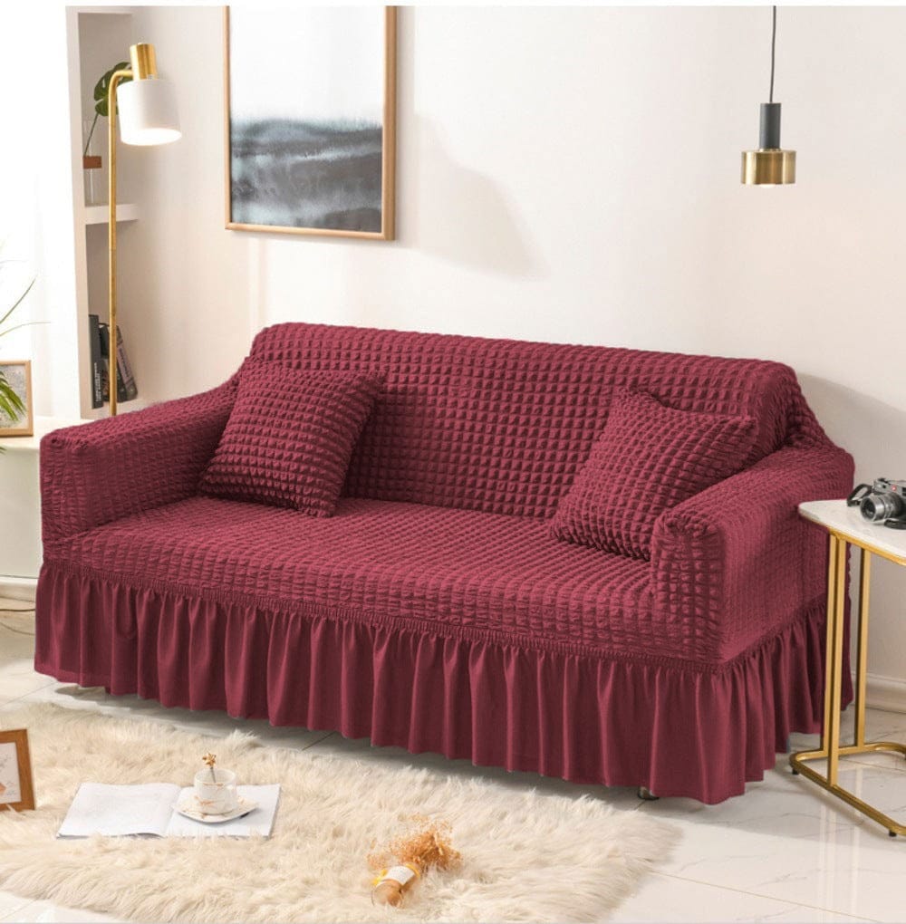 MAROON FITTED BUBBLE SOFA COVER